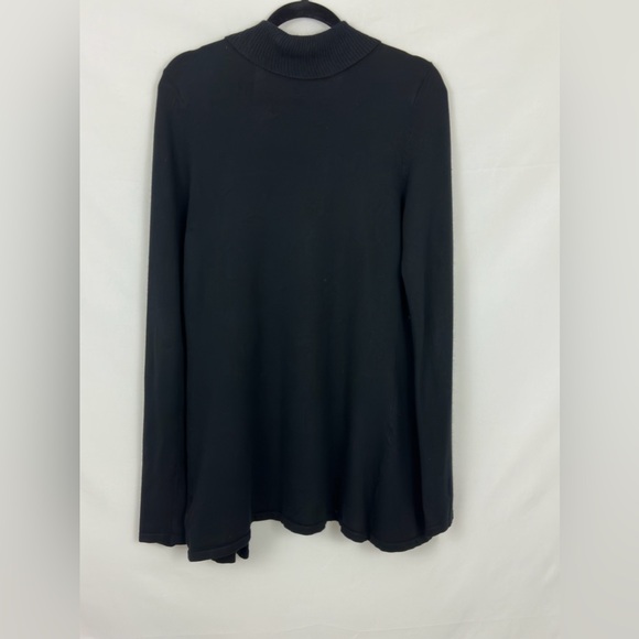 WH/BM Black Tunic Length Open Front Cascade Cardigan Silk/Rabbit Hair Mi… - Picture 3 of 6